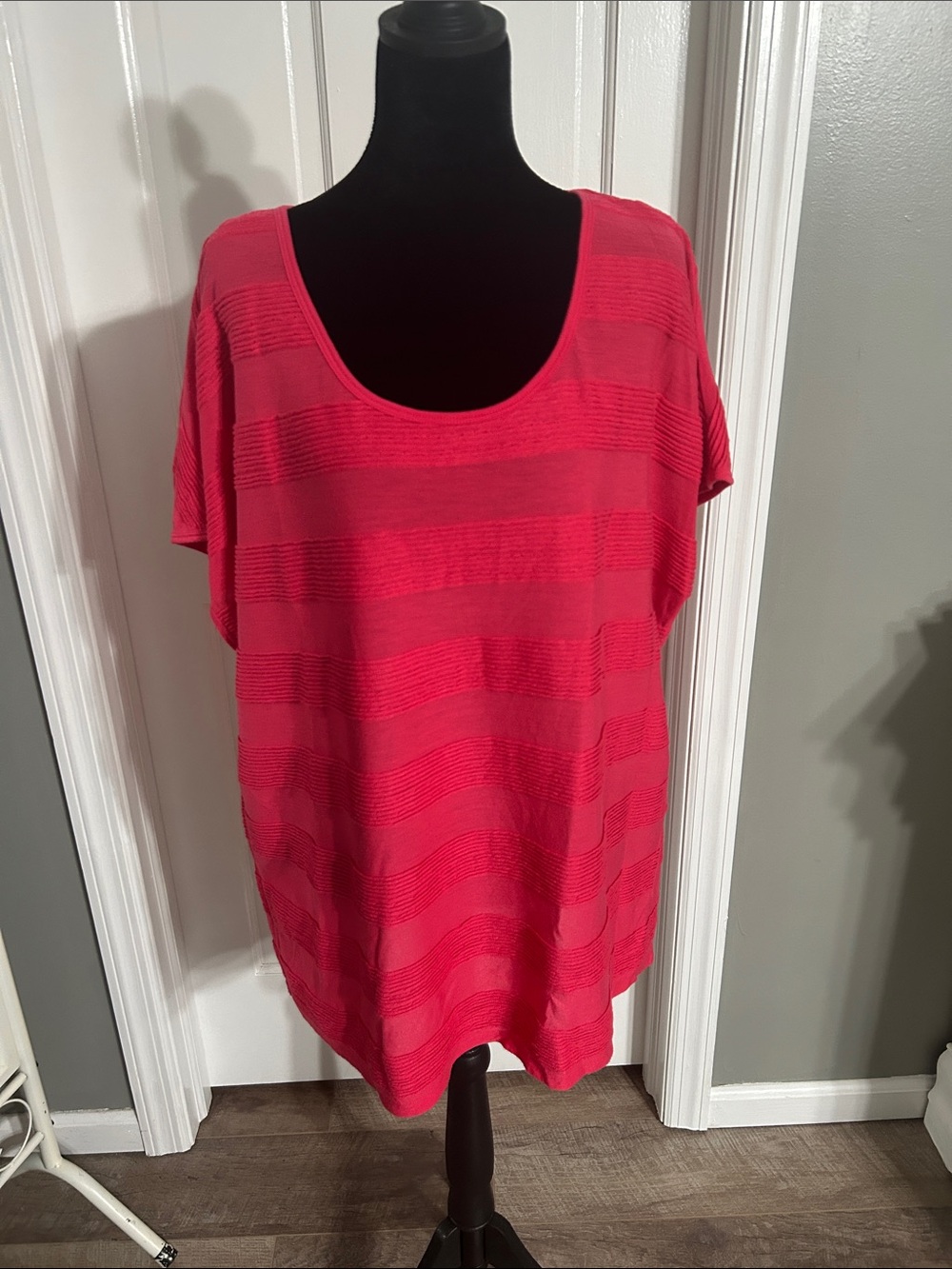 St. John's Bay Scoop Neck Drop-Shoulder Top - Hot Pink